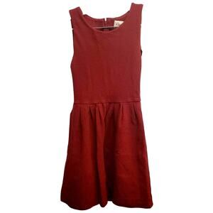 Anthropologie GANNI  Noon & Night fit & flare Women's Dress Red Textured Size XS